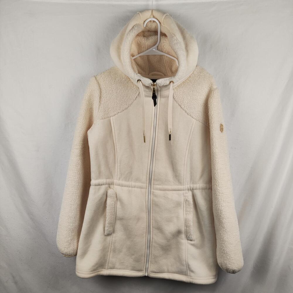 1 Madison Expedition Coat Womens Small White Faux Fur Fleece Hooded Pockets
